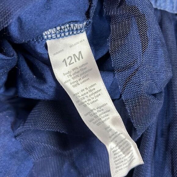 Oshkosh B'gosh Blue Denim Long Sleeves Button Front Tulle Dress For 12M - Picture 5 of 7